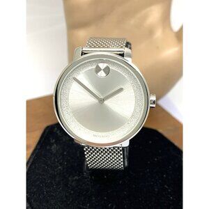 Movado Women's Watch 3600579 Bold Silver Dial Swiss Quartz Mesh Steel Band 34mm